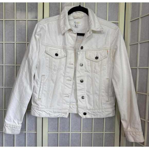 Rails White Denim Jacket Button Front Jean Pockets Lightweight Casual Boho XS - Picture 1 of 15